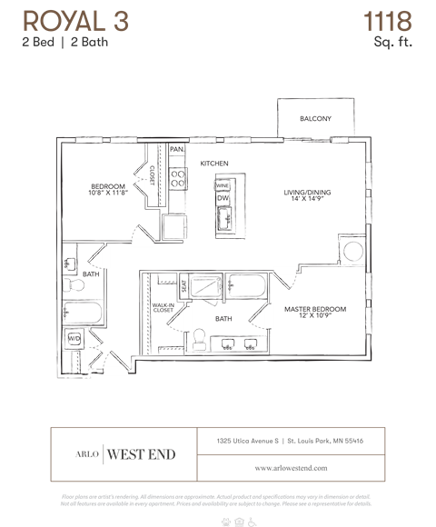 a floor plan of a unit with a bedroom and a bathroom